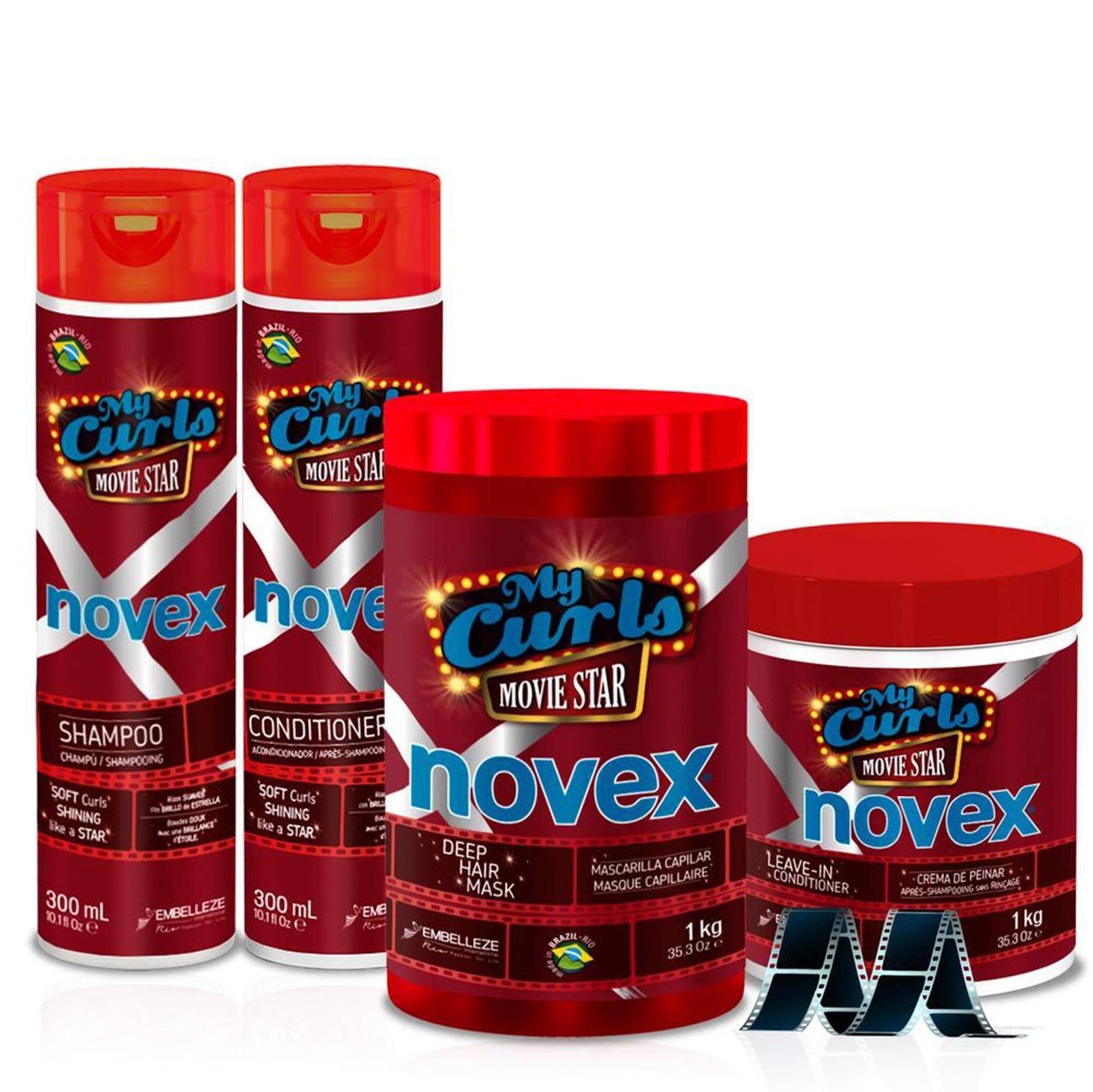 Novex My Curls Movie Star Shampoo Conditioner 10.1oz Leave in Hair Mask 35oz
