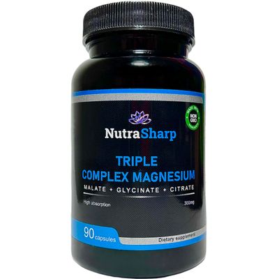 NutraSharp Triple Magnesium Complex 300mg Malate, Glycinate, Citrate 90 Capsules