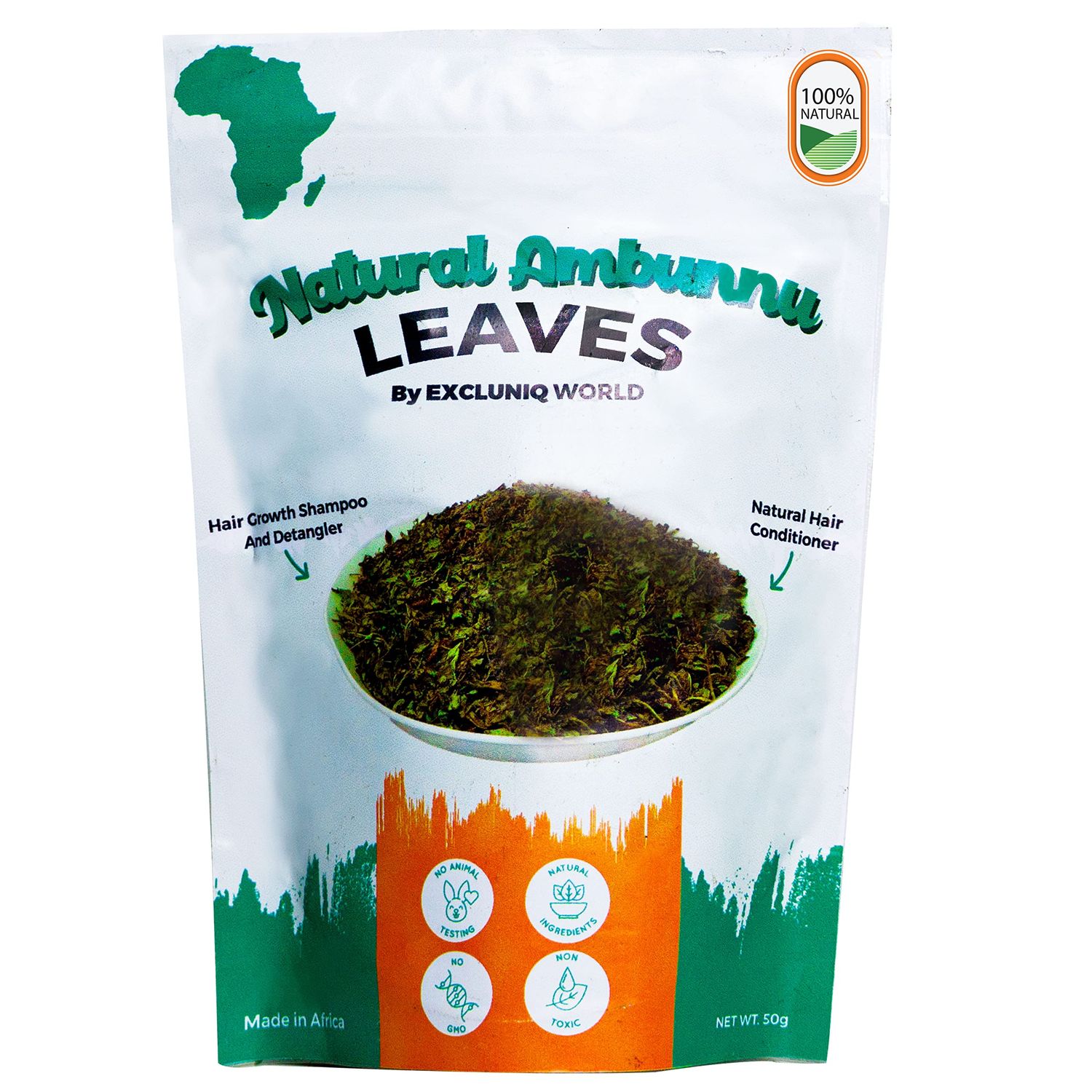 Natural Ambunnu Leaves by Excluniq World 50g pack Herbal Hair Detangler, Shampoo Conditioner for Dry and Damaged Hair African Traditional Scalp Hair Care Remedy for Everyone. 1.80 Ounce Pack