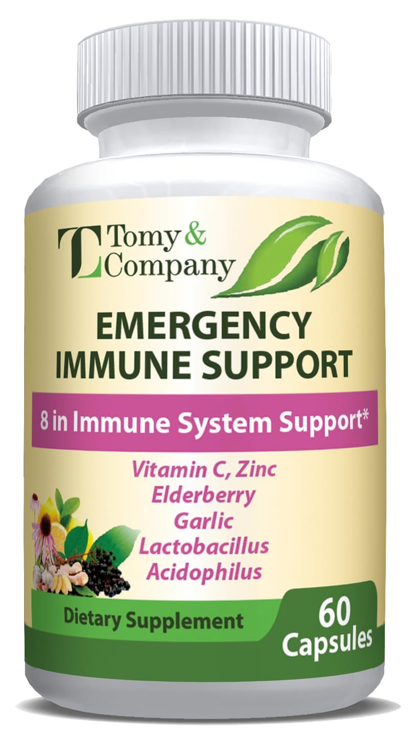 Emergency Immune Support Elderberry Capsules, for Men and Women, with Vitamin C, Vitamin D3, Zinc, Gluten Free, Vegetarian 60 Capsules