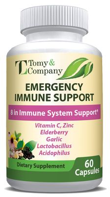 Emergency Immune Support Elderberry Capsules, for Men and Women, with Vitamin C, Vitamin D3, Zinc, Gluten Free, Vegetarian 60 Capsules