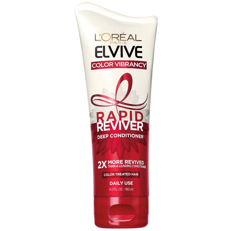 L Or al Paris Elvive Color Vibrancy Rapid Reviver Deep Conditioner, Repairs Damaged Color-Treated Hair, No Leave-In Time, with Damage Repairing Serum and Antioxidants, 6 oz.