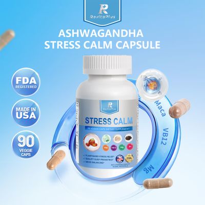 RevitaPlus 8-in-1 Ashwagandha Supplements with B12 B6 Magnesium Maca Zinc Folate, Cortisol Supplements for Women and Men Supports Stress Relief, Sleep, Energy, Focus(90 Capsules)