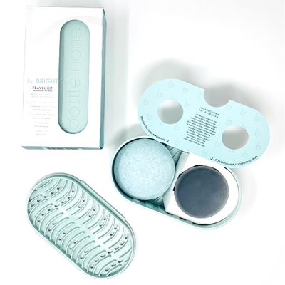 BOTTLE NONE be BRIGHT Travel Set Includes be Bright Shampoo and Conditioner Bars for Blond, Natural Red Grey Hair with Travel Soap Dish PH BalancedSalon GradeNatural 50 Washes