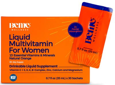 BeMe Liquid Multivitamin for Women - 2X Faster Absorption High Bioavailability - Vitamin CE, D, K, Calcium, Zinc, Magnesium - Clinically Tested Womens Multivitamin, Non-GMO, Soy, Dairy Free