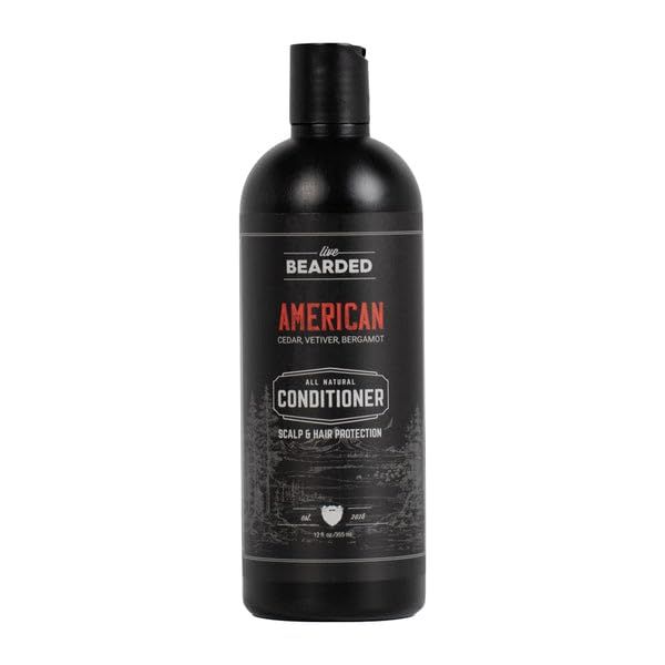 Live Bearded All-Natural Conditioner for Men - Promotes Hair Growth - Thinning and Hairloss - Deep Conditioning, Moisturizing American Scent - Cedar, Vetiver, Bergamot