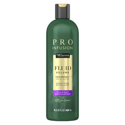 TRESemm Cruelty-Free Pro Infusion Fluid Volume Conditioner For Full Silky Hair Infused With Natural Coconut Droplets Plant-Based Salon Protein Biotin 16.5oz