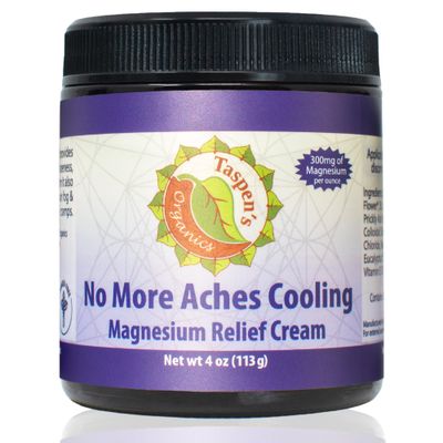 Taspen&#39;s Organics Magnesium No More Aches Cooling Cream - Muscle Relief- Sore Muscles Post-Workout Recovery - Natural Comfort for Tension Cramps - Made in USA (4 oz)