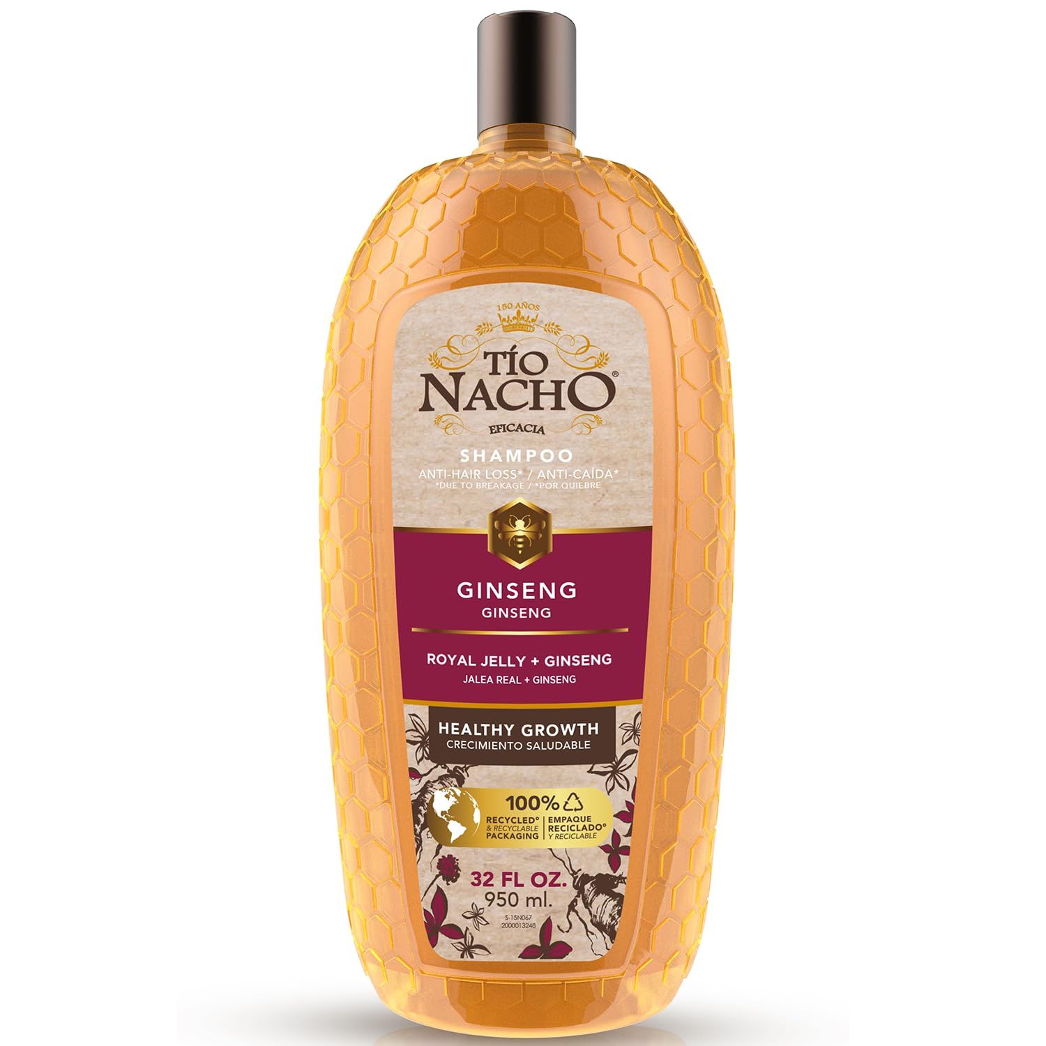 T o Nacho Ginseng Shampoo with Royal Jelly - Revitalizing Shampoo for Healthy, Strong Hair, Nourishment, and Hair Care, 32 fl oz