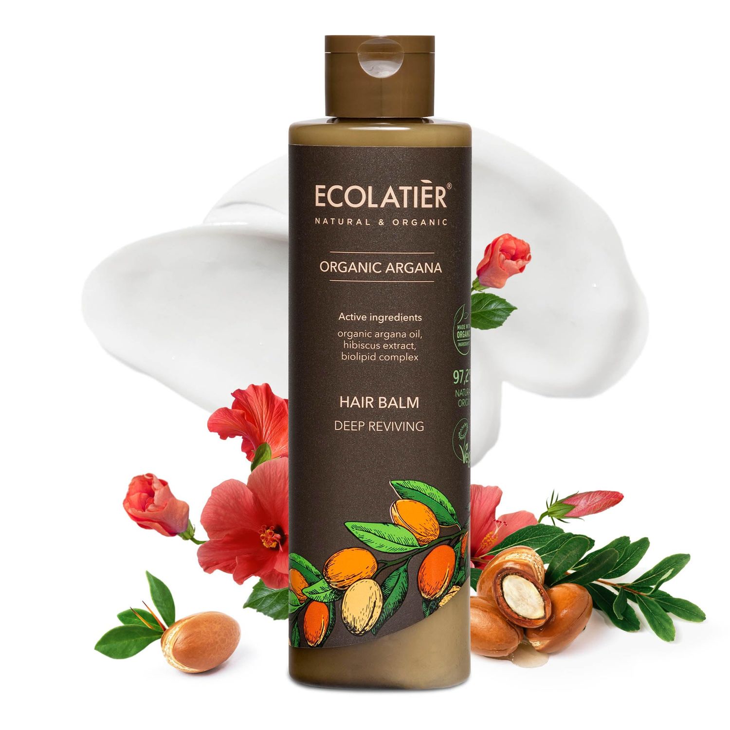 Deep Reviving Hair Balm With Organic Argan Oil - 98.6 Natural, Vegan, Deep Conditioner for Curly Dry Hair, Moisturizing Sulfate-Free, 8.5 Fl Oz 250ml
