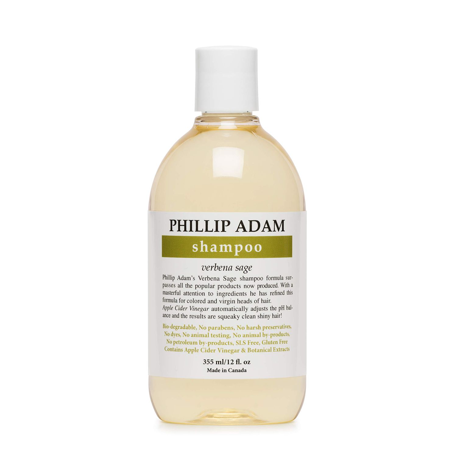 Phillip Adam Verbena Sage Shampoo for Shiny Hair - Sulfate Free and Paraben Free - For All Hair Types - 12 Fl Oz
