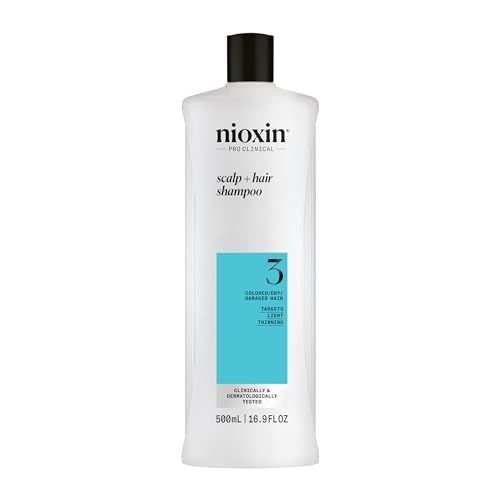 Nioxin System 3 Scalp Hair Shampoo For Colored or Damaged Hair with Light Thinning With Niacinamide and Biotin 16.9 Fl oz.