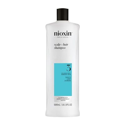 Nioxin System 3 Scalp Hair Shampoo For Colored or Damaged Hair with Light Thinning With Niacinamide and Biotin 16.9 Fl oz.