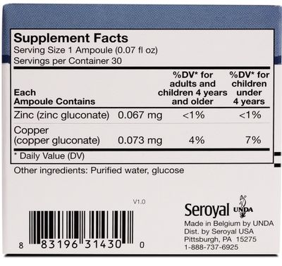 UNDA GAMMADYN Zn-Cu Zinc-Copper Oligo-Element Supplement 30 Ampoules