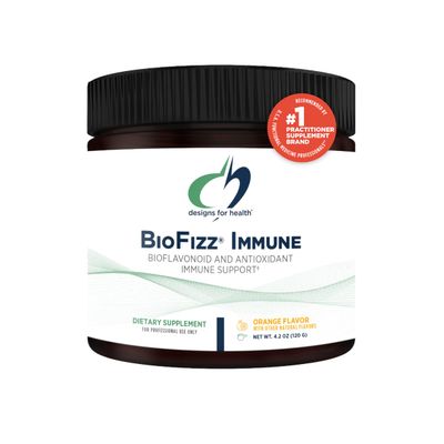 Designs for Health BioFizz Immune Powder - Vitamin C Drink Mix Supplement with Bioflavonoids, Zinc, 2000 IU Vitamin D E - Fizzy Orange Flavor Antioxidant Support (30 Servings 120g)