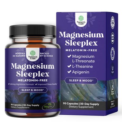 High Absorption Magnesium Sleep Supplement - Rest Support Magnesium Threonate Apigenin Theanine for Sleep and Rest for Women Men - Mg Threonate Melatonin Free Sleeping Aid - 90 Capsules