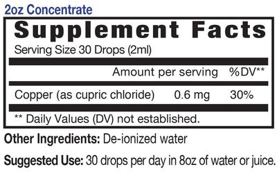 Eidon Ionic Minerals Copper - Copper Supplement, Liquid Concentrate, Mineral Dietary Supplement for Red Blood Cell Support Healthy Skin - 2 Ounce Bottle