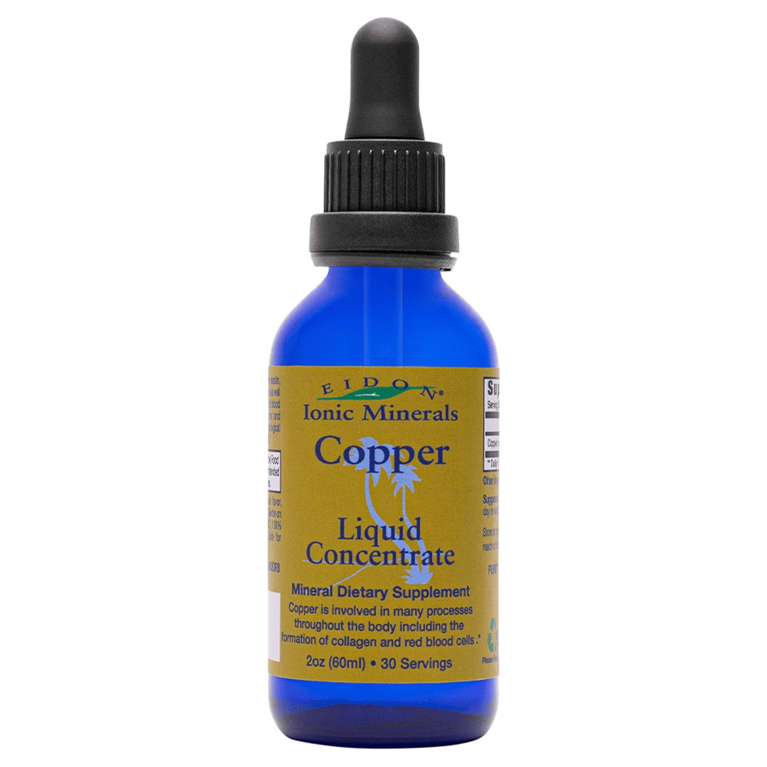 Eidon Ionic Minerals Copper - Copper Supplement, Liquid Concentrate, Mineral Dietary Supplement for Red Blood Cell Support Healthy Skin - 2 Ounce Bottle