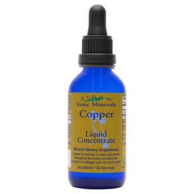 Eidon Ionic Minerals Copper - Copper Supplement, Liquid Concentrate, Mineral Dietary Supplement for Red Blood Cell Support Healthy Skin - 2 Ounce Bottle