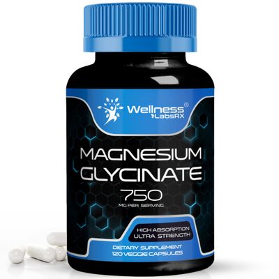 Magnesium Glycinate Capsules - 750mg 120 Count, Magnesium Supplement for Women and Men - Pure Complex Glicinato De Magnesio, High Absorption, Heart Health, Sleep Supplement