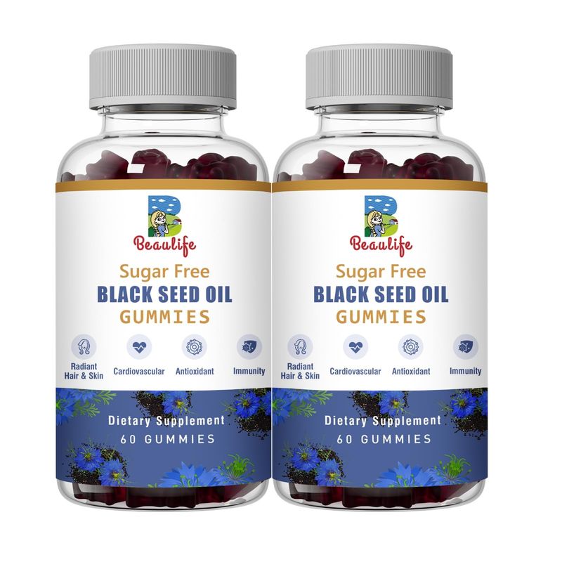 2pack Black Seed Oil Gummies, Black Seed Oil, with Sea Moss, Ashwagandha, Elderberry, Turmeric, Vitamin C, D, zinc, Beet Root Powder, Support Immune System, Cardiovascular Health, Radiant Hair Skin