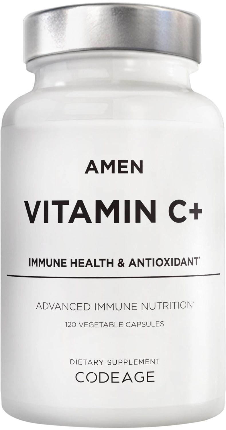 Amen Vitamin C Supplement with Zinc, Bioflavonoids, Quercetin, Rose HIPS, Elderberry - Vegan, Non-GMO - 2 Months Supply - 120 Capsules