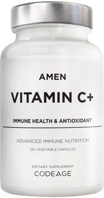 Amen Vitamin C Supplement with Zinc, Bioflavonoids, Quercetin, Rose HIPS, Elderberry - Vegan, Non-GMO - 2 Months Supply - 120 Capsules