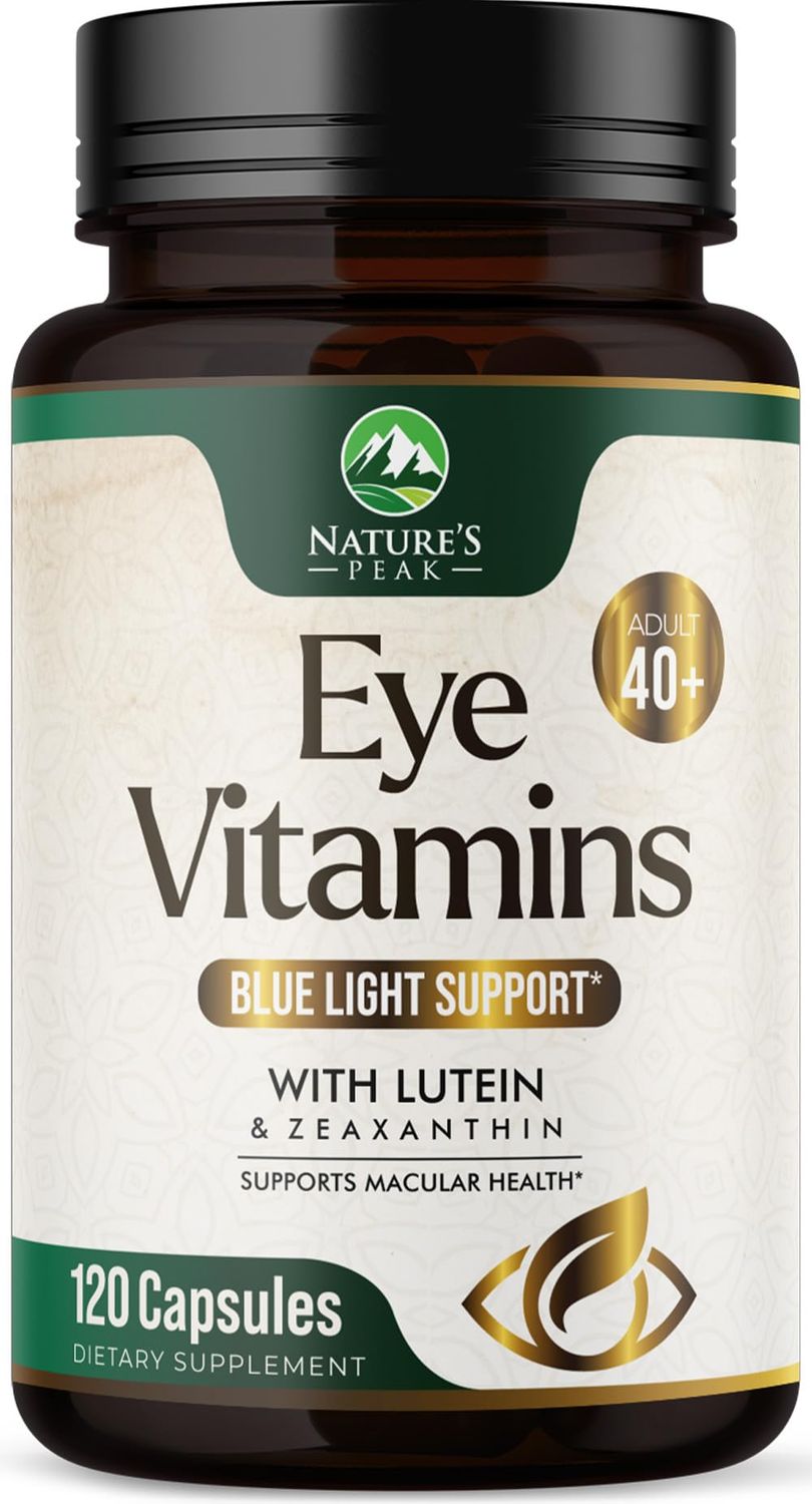 Eye Vitamin Mineral Supplement, Contains Zinc, Vitamins C, E, Lutein, Zeaxanthin, Supports Eye Strain, Vision Health for Adults, Non-GMO, Vegan Eye Vitamins Minerals Supplements - 120 Capsules