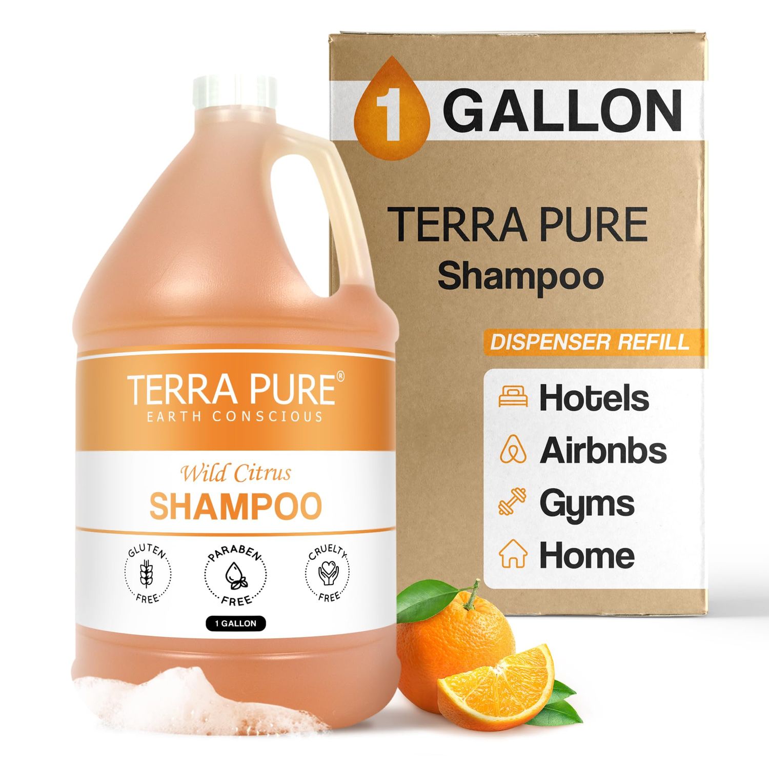 Terra Pure 1 Gallon Shampoo Luxury Hotel Toiletry Bulk Size Designed to Refill Soap Dispensers 128 oz