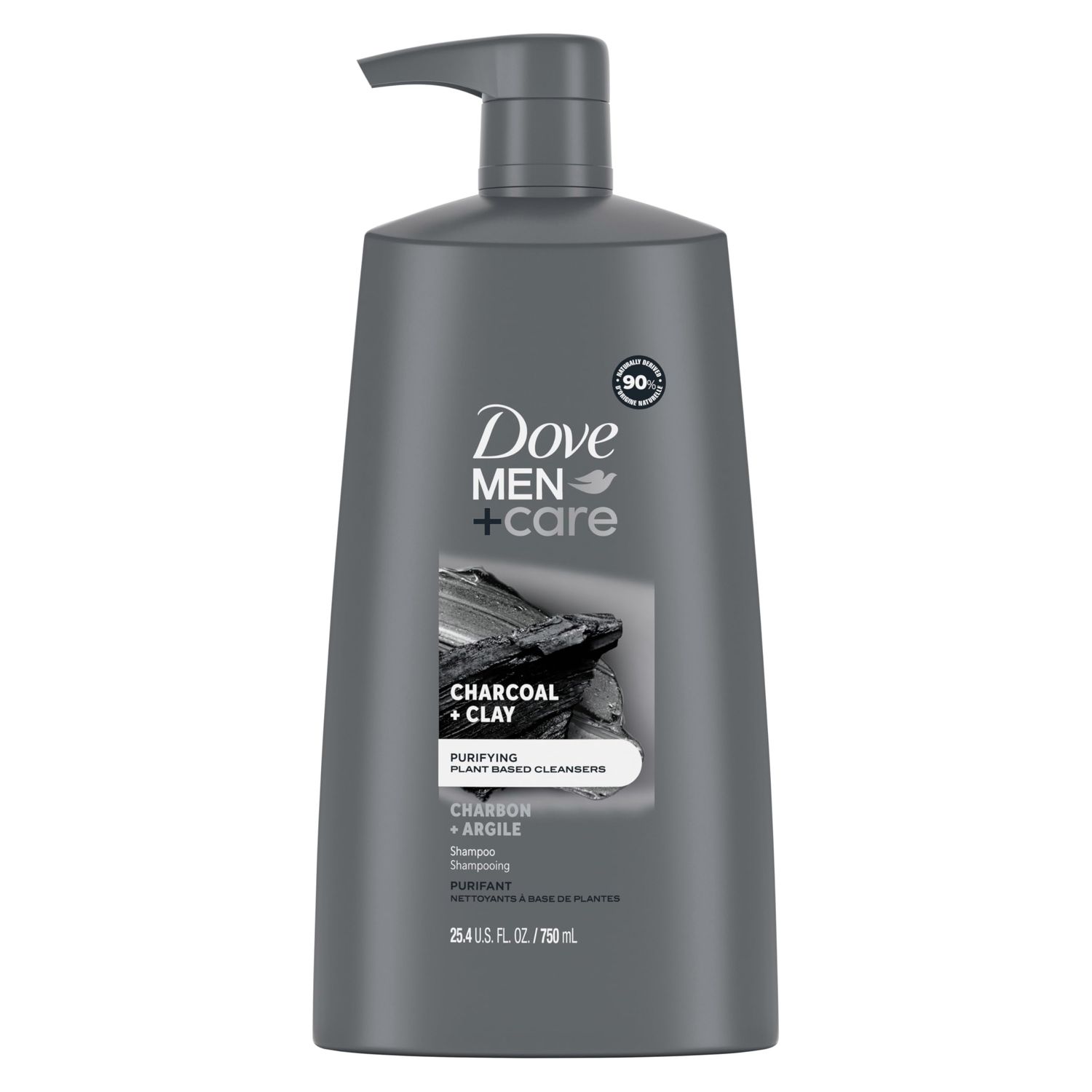 Dove MenCare Men Shampoo For Healthy-Looking Hair Charcoal Clay Naturally Derived Plant Based Cleansers 25.4 oz
