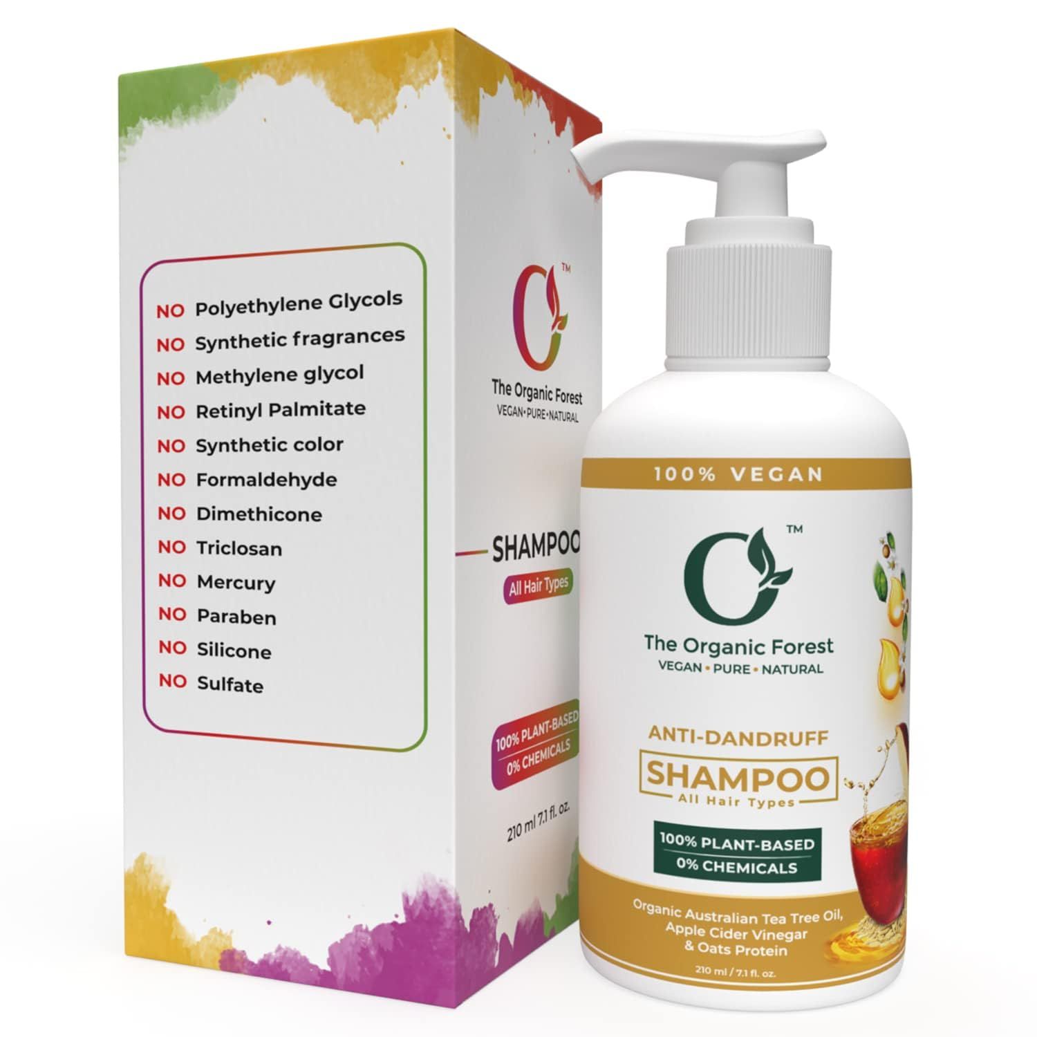 Anti-Dandruff Shampoo - Sulfate-Free, Dry Scalp Soothing, Itchy Relief, Tea Tree Oil Apple Cider Vinegar, Paraben Free - Best for Flakes, Itching Scalp Care
