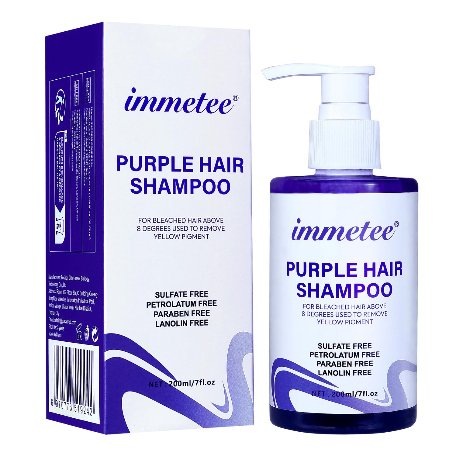 immetee Purple Shampoo-Achieve a Bright Blonde,Professional Purple Toning Shampoo,Blonde Shampoo,No Yellow Anti-Yellow Hair Shampoo For Blonde,Bleached, Silver,or Brown Highlighted Hair 150ml7fl. oz.