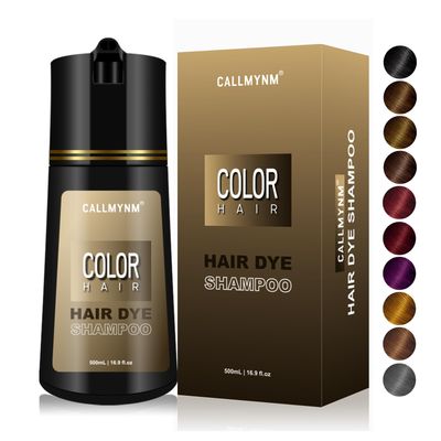 Callmynm Hair Dye Shampoo for Gray Hair, 3 In 1 Natural Long-Lasting Hair Color Shampoo, Instant Magic Hair Dye Champu Para Canas, Herbal Treated for Men Women16.9 fl.oz (Light Brown)