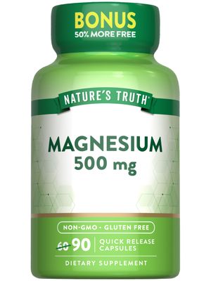 Nature&#39;s Truth Magnesium Oxide 500mg Capsules 90 Count Non-GMO Gluten Free High Strength Supplement