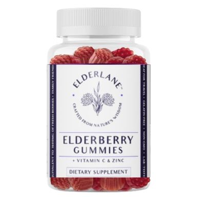 Elderlane Elderberry Gummies for Adults and Kids - Vitamin C and Zinc - Immune Support - Non-GMO, Vegan, Gluten-Free, Gelatin-Free - 60ct, 100mg
