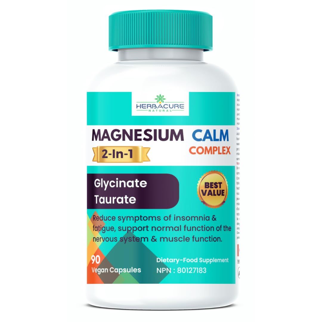 Magnesium CALM Complex 2 in 1 Glycinate and Taurate 90 units USA sourced ingredients Only New 2024