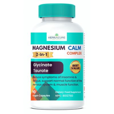 Magnesium CALM Complex 2 in 1 Glycinate and Taurate 90 units USA sourced ingredients Only New 2024