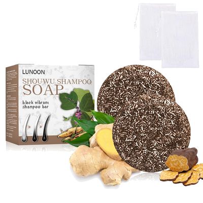 Ginger Shampoo Bars, 2 PCS Ginge He Shou Wu Black Soap Organic Formula for Gray Hair Promoting Hair Regrowth, Hair Reverse Shampoo Soap for Anti-Dandruff and Anti-Itching Ginger Soap