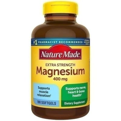 Generic Nature Mades Extra Strength Magnesium 400 mg., 180 Softgels Bundle - Gluten Free - Vitamins, Minerals Supplements for Muscle, Bone Heart