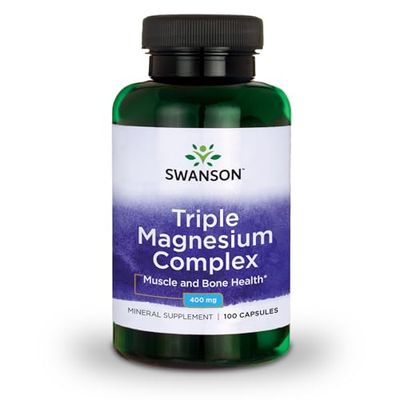Swanson Triple Magnesium Complex - Mineral Supplement - Natural Support - Featuring Citrate, Oxide Aspartate - (100 Capsules, 400mg Each)