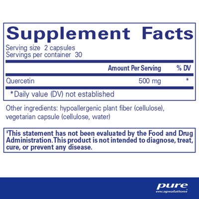 Pure Encapsulations Quercetin - 500 mg - Immune Support, Cellular Health Heart Health - Antioxidant Supplement - Gluten Free Non-GMO - 60 Capsules