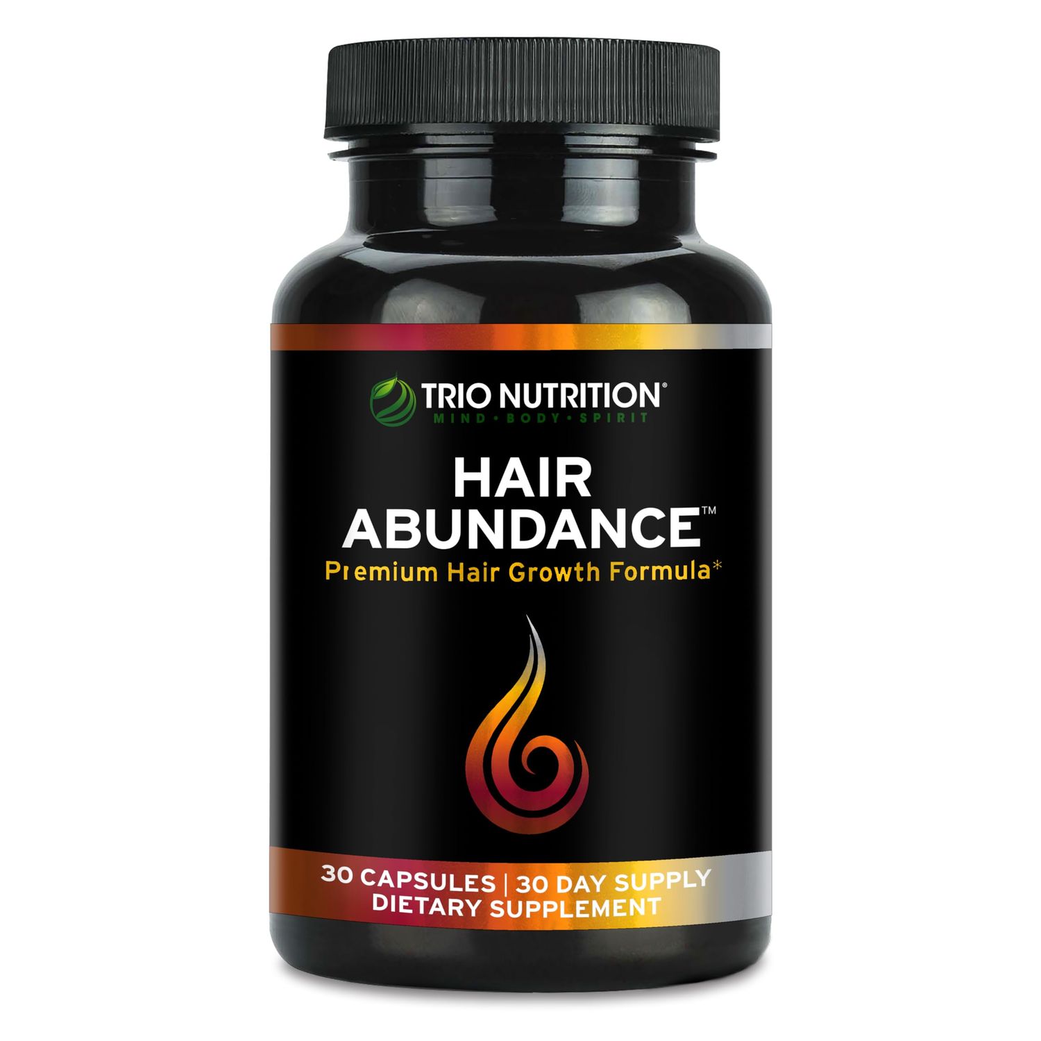 TRIO NUTRITION Hair Abundance Natural Vitamin Supplement for Hair Growth, Strong Nails and Smooth Skin Boosted with Collagen, Keratin, Zinc Selenium Biotin 10000mcg 30 Day Supply