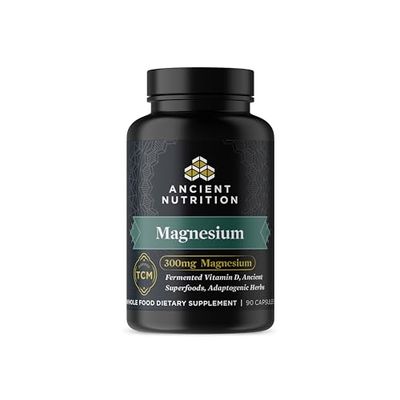 Magnesium Supplement by Ancient Nutrition, Magnesium 300mg with Vitamin D for Immune Support, Adaptogenic Herbs, Enzyme Activated, Paleo Keto Friendly, 90 Capsules