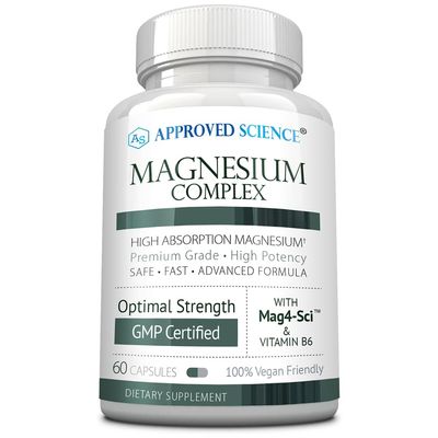 Approved Science Magnesium Complex - Magnesium Bisglycinate, Malate, Citrate, and Oxide, Heart, Headaches, Cramps, Energy - High Absorption - 60 Capsules - 1 Month Supply - Non-GMO, Vegan