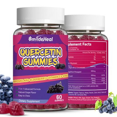 SmildeHeal 2 Pack Quercetin Gummies 1200MG, Quercetin Gummies with Bromelain, Zinc Vitamin C, Immune System Vegan Gummy for Adult Kid, 120 Vegan