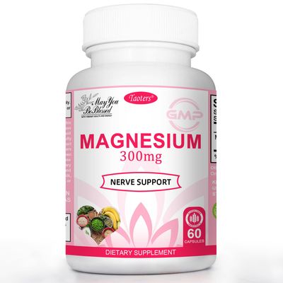 TAOTERS Magnesium Complex Supplement as Magnesium Glycinate, Malate, Citrate 300mg per Serving, Support for Heart, Bone, Nerves Energy High Absorption 60 Capsules 60 Day Supply