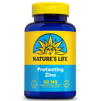 NATURE&#39;S LIFE Protecting Zinc 50mg with 2.5mg Copper - Chelated Zinc Supplement for Immune Support, Bone Health, Muscle Function and Heart Health Support, 60-Day Guarantee, 250 Servings, 250 Tablets