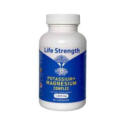 Life Strength Potassium Magnesium Complex with Aspartate, Oxide, Glycinate, Gluconate Citrate - 1000mg (90 Capsules)