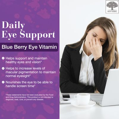 NEW NORDIC Blue Berry Eye Vitamin Lutein Supplement with Zinc, Supports Macular Pigmentation, Eye Vision Function, 120 Tablets (Pack of 1)