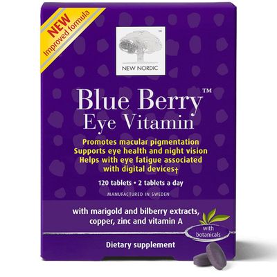 NEW NORDIC Blue Berry Eye Vitamin Lutein Supplement with Zinc, Supports Macular Pigmentation, Eye Vision Function, 120 Tablets (Pack of 1)